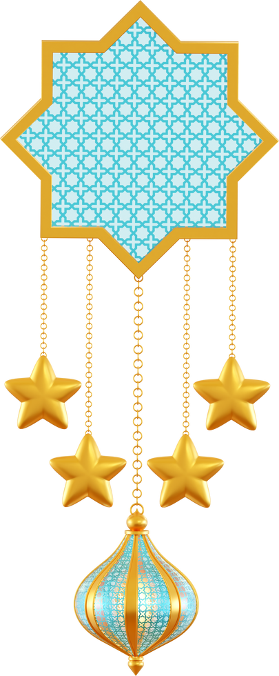islamic ornament with hanging star and lantern